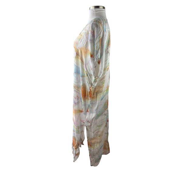*Read* Johnny Was Calme Tie Dye Kaftan Maxi Dress Swimsuit Coverup Size L/XL - Picture 5 of 14